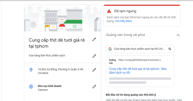 Google doanh nghiệp bị tạm ngưng